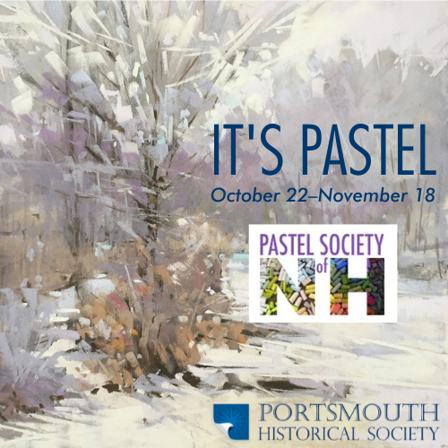 Winter pastel image with exhibition title overlay
