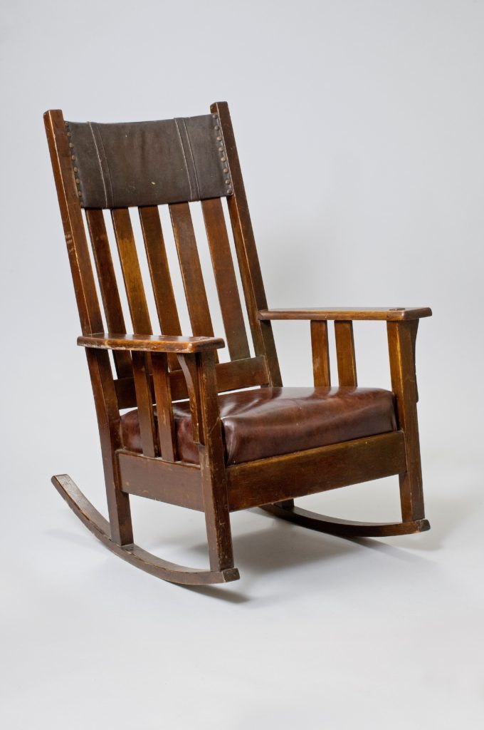 Wooden rocking chair.