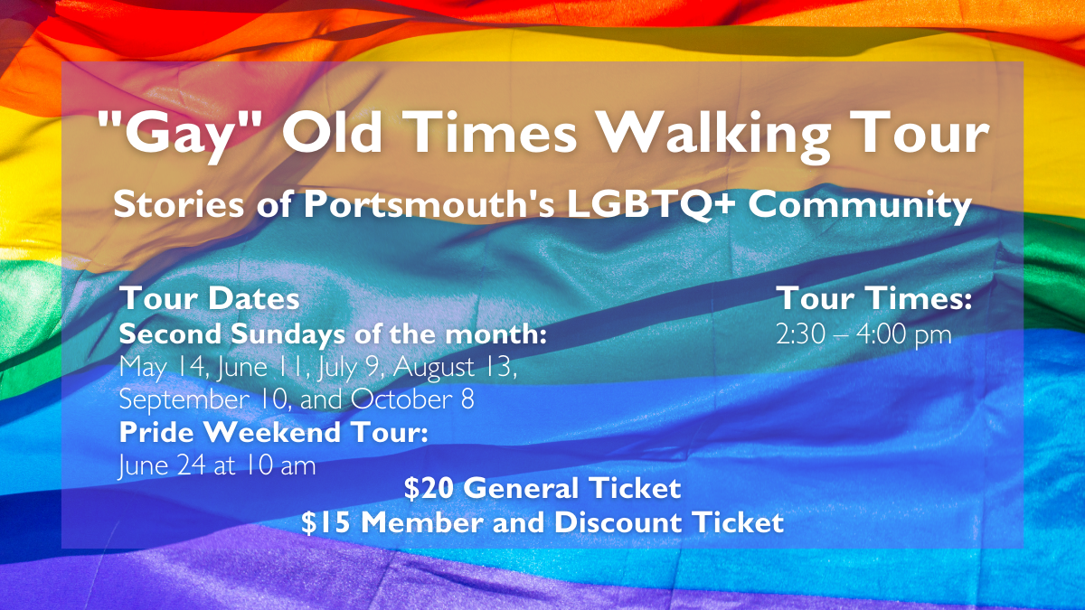 Pride Flag with Tour Times and Dates text ontop