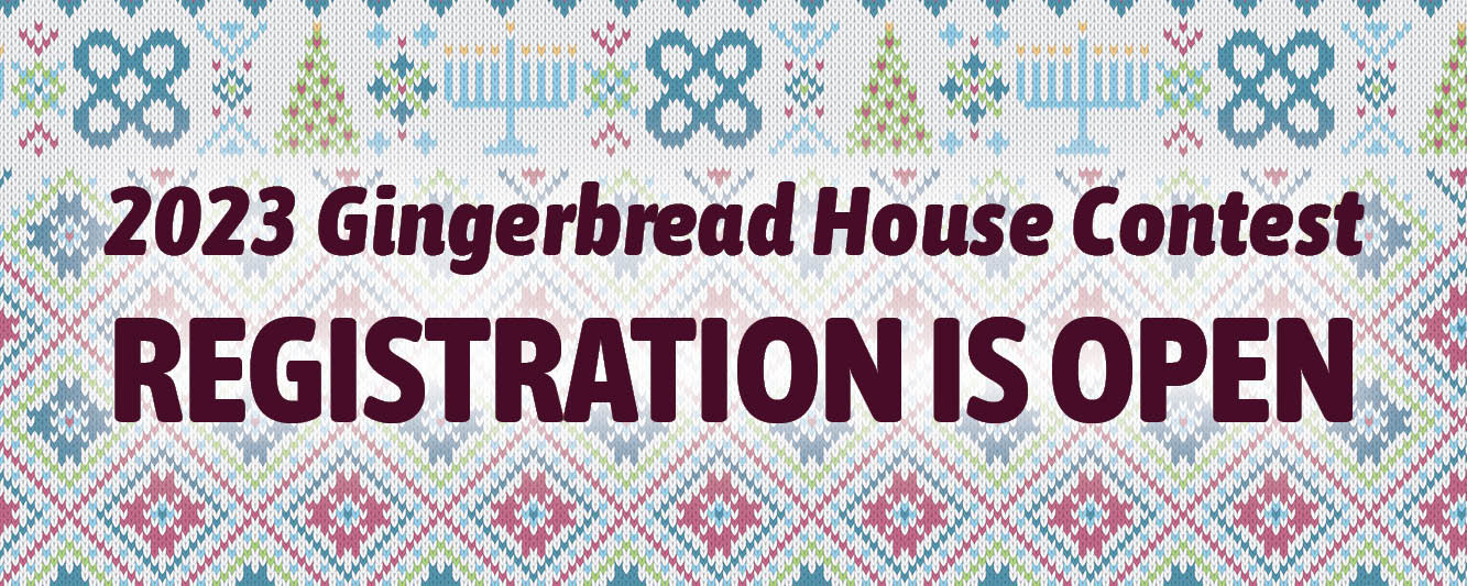 Gingerbread Contest and Exhibition Registration is Open atop a winter themed cross-stitch background
