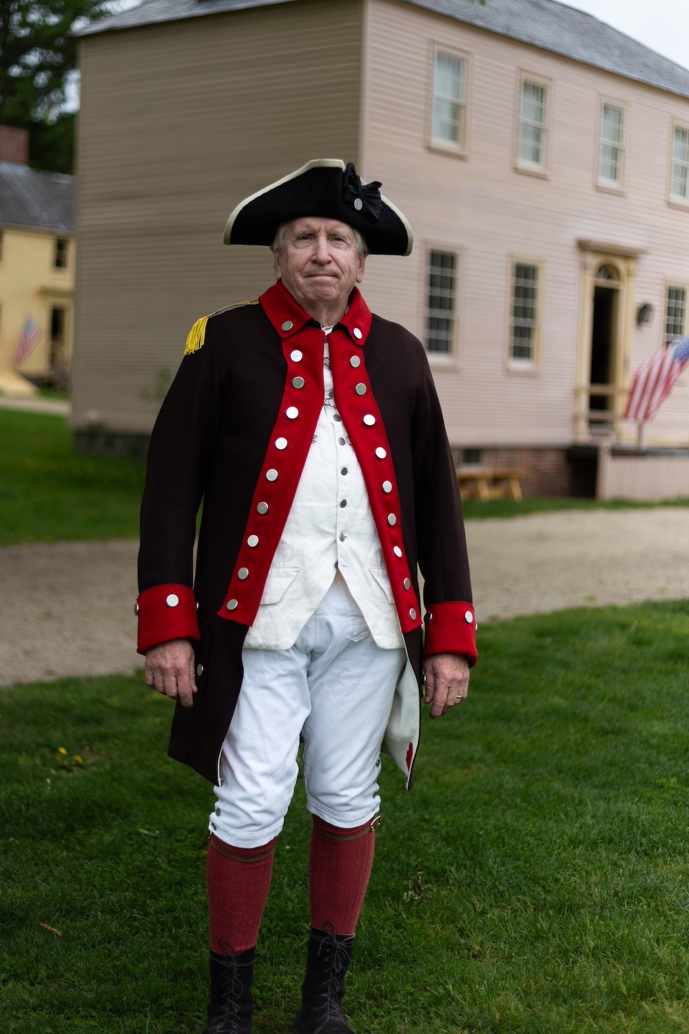 Paul Timmerman dressed as the Captain of the 1st Regiment of New Hampshire.