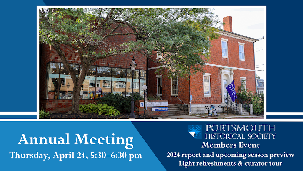 Image of a two story brick building at top. Text reads Annual Meeting Thursday, April 24, 5:30–6:30 pm. Members Event 2024 report and upcoming season preview Light refreshments & curator tour