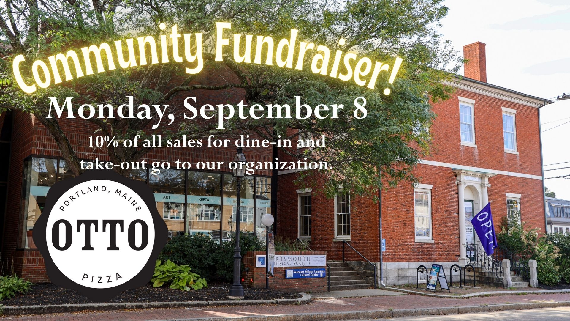 Community Fundraiser at Otto's. September 8, 10% of all sales for dine-in and take-out go to our organization.