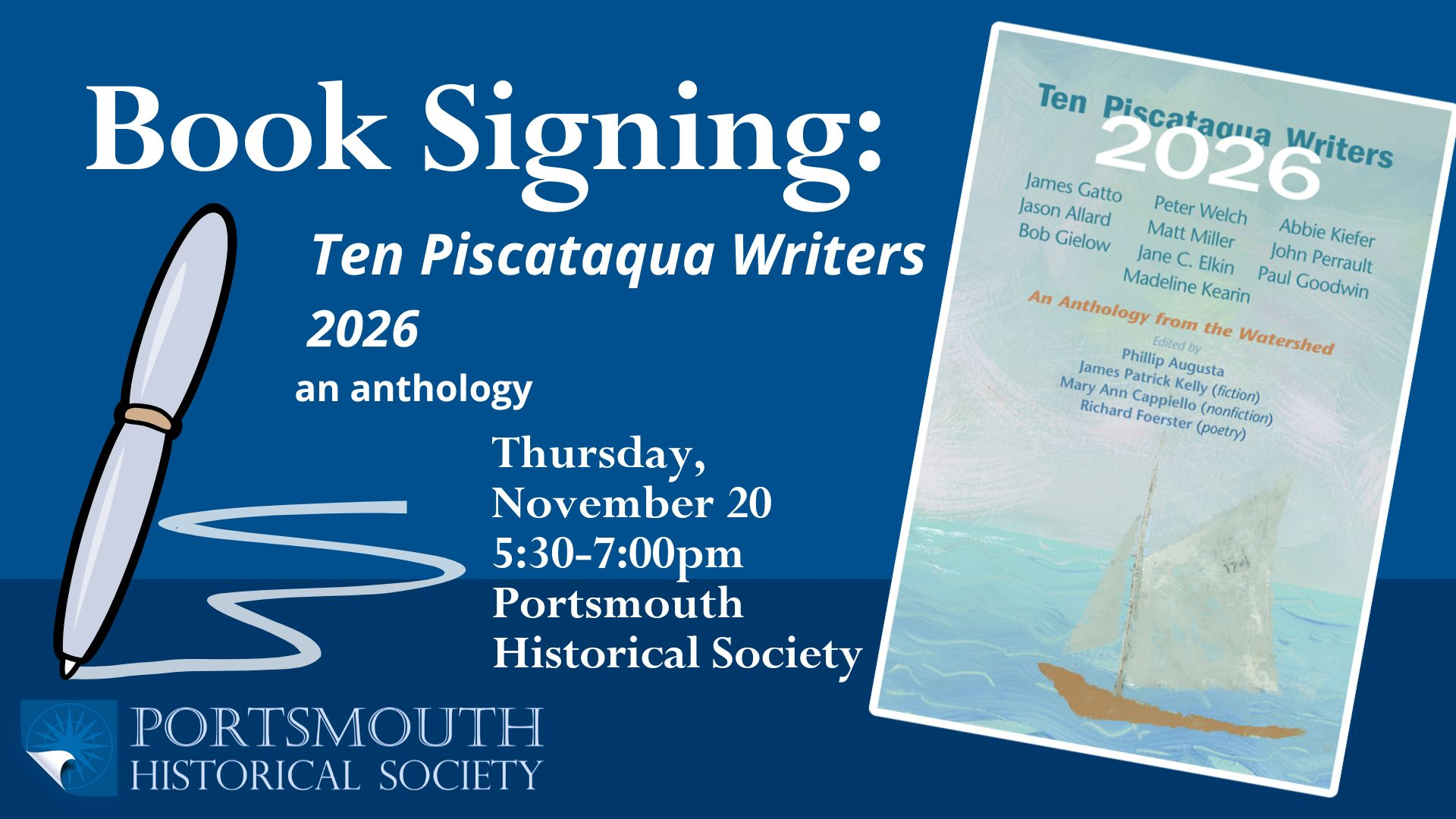 Ten Piscataqua Writers book event 11/20 at 5:30 pm