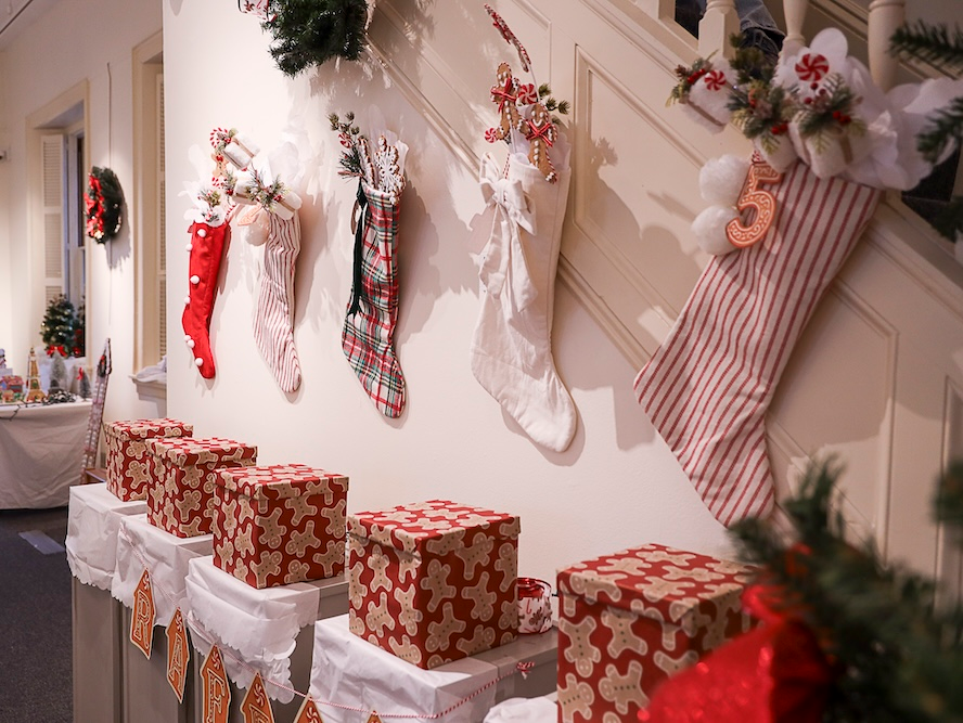 Red two-story Gingerbread House with many details