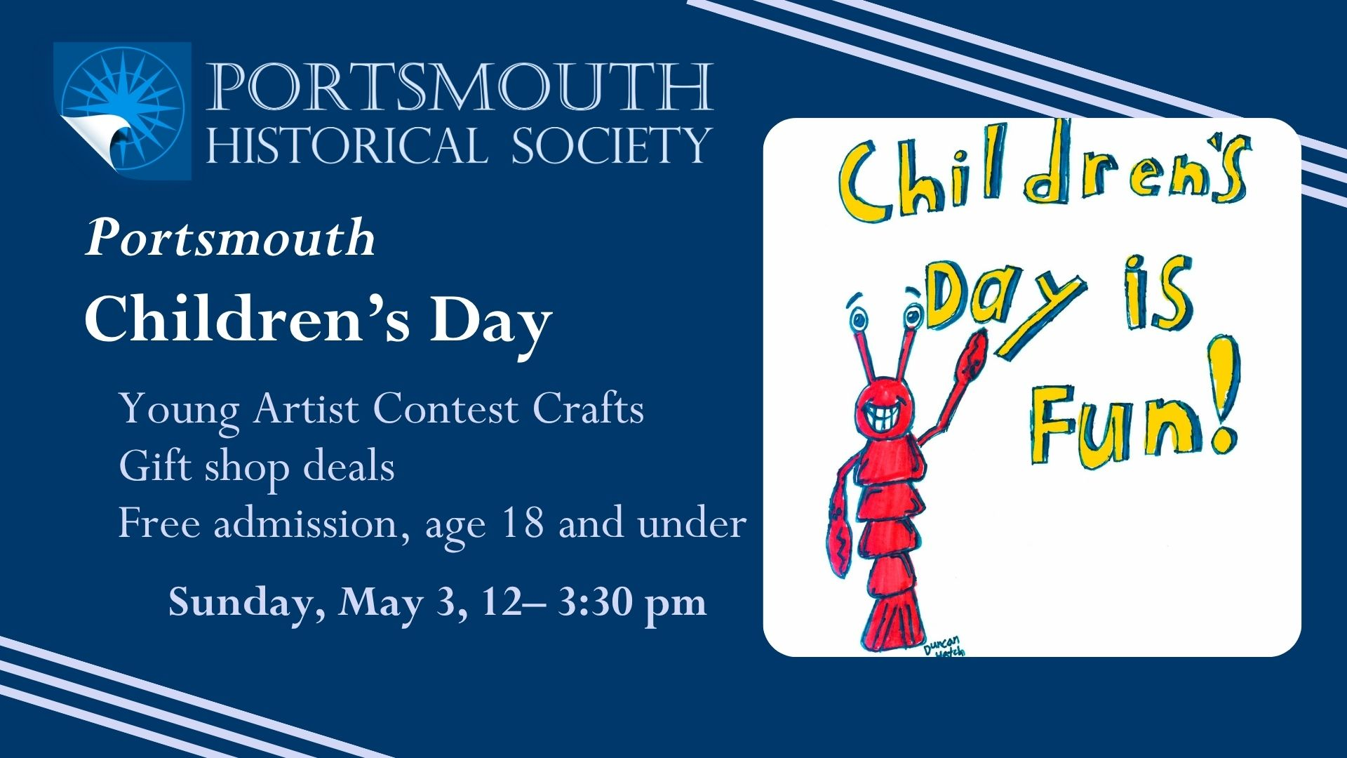 Childrens Day 2026 Sunday, May 3 activities at Portsmouth Historical Society 12-3:30pm